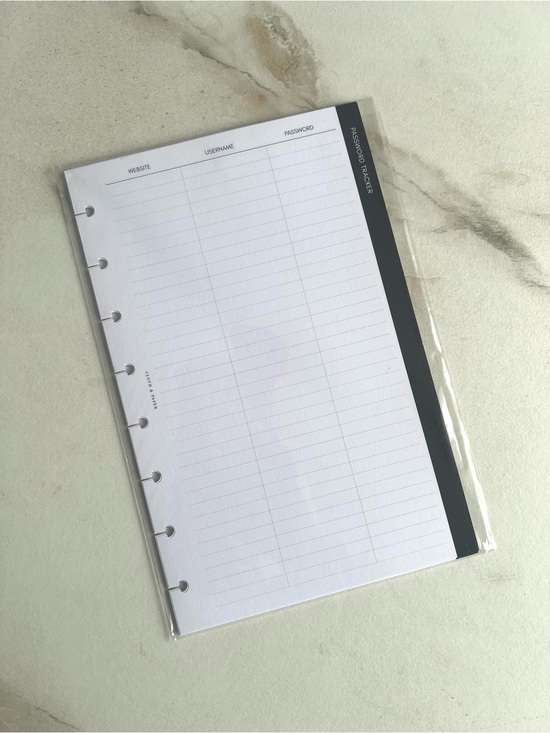 Cloth & Paper Other - Cloth and paper password tracker half letter inserts